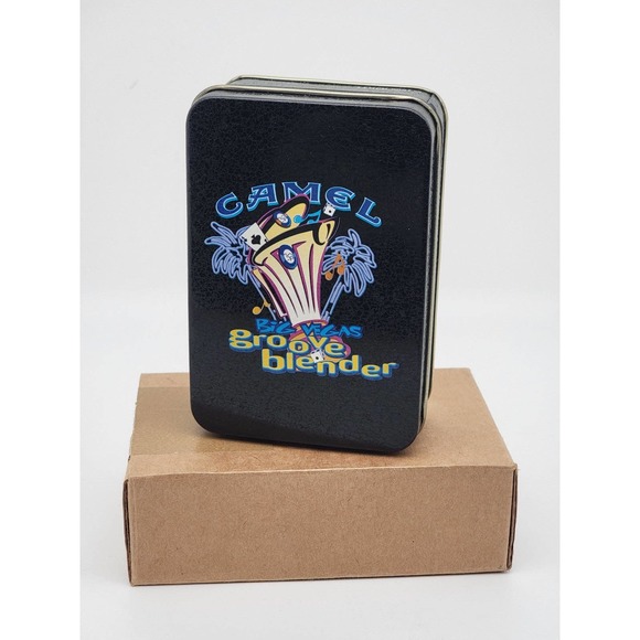 1996 Joe Camel Big Vegas Groove Blender Black Tin Vintage Las Vegas Collectible - Picture 1 of 5